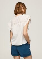 Mousse Cotton Blouse With Openwork Details Pepe Jeans L20F2F342 Women - Image 4