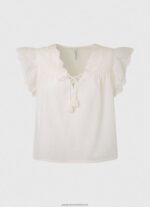 Mousse Cotton Blouse With Openwork Details Pepe Jeans L20F2F342 Women - Image 5