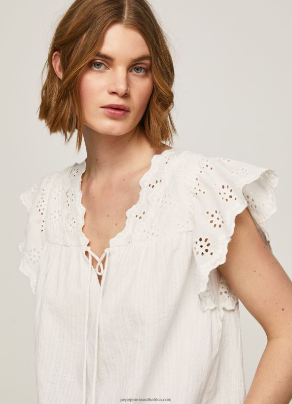 Mousse Cotton Blouse With Openwork Details Pepe Jeans L20F2F342 Women - Image 1