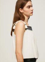 Mousse Cotton Top With Crochet Details Pepe Jeans L20F2F335 Women
