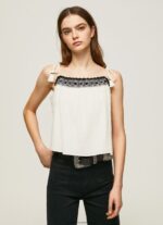 Mousse Cotton Top With Crochet Details Pepe Jeans L20F2F335 Women - Image 3