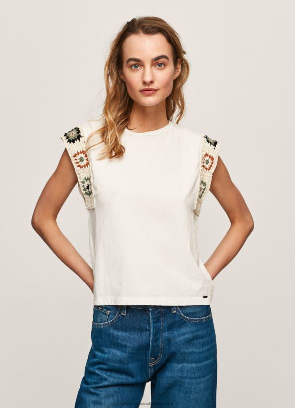 mousse_crochet_sleeved_t_shirt_pepe_jeans_l20f2f464_women.jpg Mousse Crochet Sleeved T-Shirt Pepe Jeans L20F2F464 Women - Image 1
