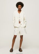 Mousse Linen Blazer With Double Neckline Pepe Jeans L20F2F111 Women