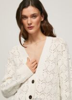 Mousse Openwork Cardigan With V Neckline Pepe Jeans L20F2F230 Women - Image 3