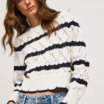 Mousse Striped Pattern Openwork Jersey Pepe Jeans L20F2F251 Women