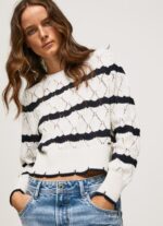 Mousse Striped Pattern Openwork Jersey Pepe Jeans L20F2F251 Women