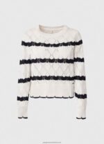 Mousse Striped Pattern Openwork Jersey Pepe Jeans L20F2F251 Women - Image 5