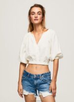 Mousse V-Neck Cropped Fit Top Pepe Jeans L20F2F354 Women - Image 3