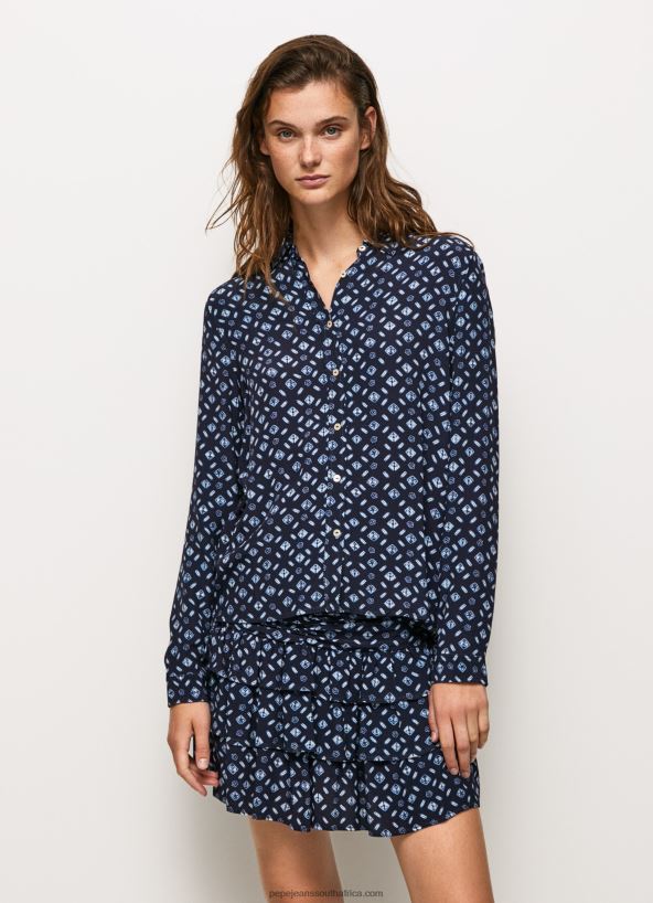 multi_geometric_print_blouse_pepe_jeans_l20f2f357_women.jpg Multi Geometric Print Blouse Pepe Jeans L20F2F357 Women - Image 1