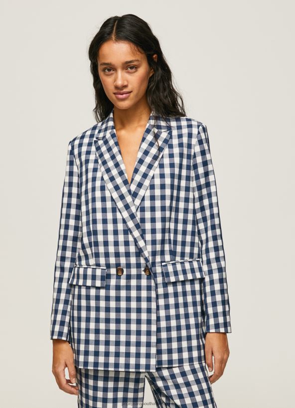multi_ginghy_check_printed_blazer_pepe_jeans_l20f2f136_women.jpg Multi Ginghy Check Printed Blazer Pepe Jeans L20F2F136 Women - Image 1