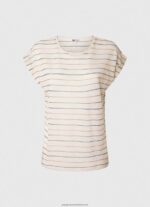 Multi Striped Print Linen T-Shirt Pepe Jeans L20F2F447 Women - Image 5