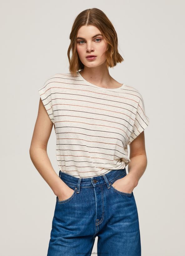 multi_striped_print_linen_t_shirt_pepe_jeans_l20f2f447_women.jpg Multi Striped Print Linen T-Shirt Pepe Jeans L20F2F447 Women - Image 1