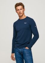 Navy Long-Sleeved Cotton T-Shirt Pepe Jeans L20F2F1009 Men