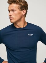 Navy Long-Sleeved Cotton T-Shirt Pepe Jeans L20F2F1009 Men - Image 3
