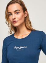 Navy Long-Sleeved Cotton T-Shirt Pepe Jeans L20F2F472 Women - Image 3
