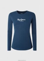 Navy Long-Sleeved Cotton T-Shirt Pepe Jeans L20F2F472 Women - Image 5