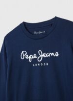 Navy Long-Sleeved Front Logo T-Shirt Pepe Jeans L20F2F1630 Boy - Image 2