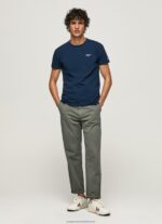 Navy Printed Logo Cotton T-Shirt Pepe Jeans L20F2F1010 Men - Image 2