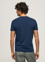 Navy Printed Logo Cotton T-Shirt Pepe Jeans L20F2F1010 Men - Image 4