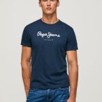 Navy Printed Logo Cotton T-Shirt Pepe Jeans L20F2F999 Men