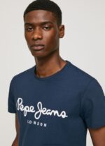 Navy Short-Sleeved Cotton T-Shirt Pepe Jeans L20F2F1005 Men - Image 2
