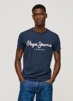 Navy Short-Sleeved Cotton T-Shirt Pepe Jeans L20F2F1005 Men