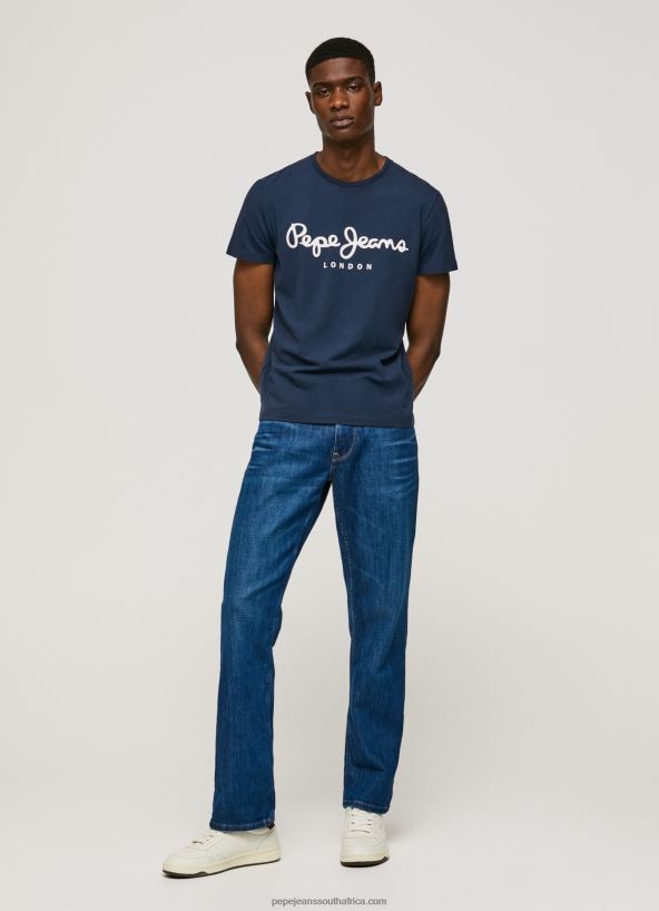 Navy Short-Sleeved Cotton T-Shirt Pepe Jeans L20F2F1005 Men - Image 3