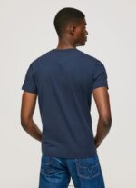 Navy Short-Sleeved Cotton T-Shirt Pepe Jeans L20F2F1005 Men - Image 5