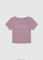 Ocean Ribbed Striped Print T-Shirt Pepe Jeans L20F2F1466 Girl
