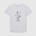 Off White Graphic Print T-Shirt Pepe Jeans L20F2F1653 Boy