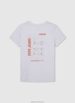 Off White Logo Print T-Shirt Pepe Jeans L20F2F1620 Boy - Image 2