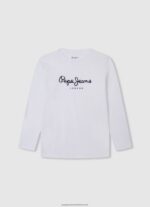 Off White Logo Print T-Shirt Pepe Jeans L20F2F1620 Boy - Image 3