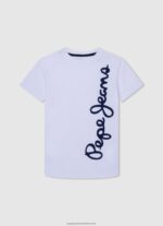 Off White Logo Print T-Shirt Pepe Jeans L20F2F1620 Boy - Image 4