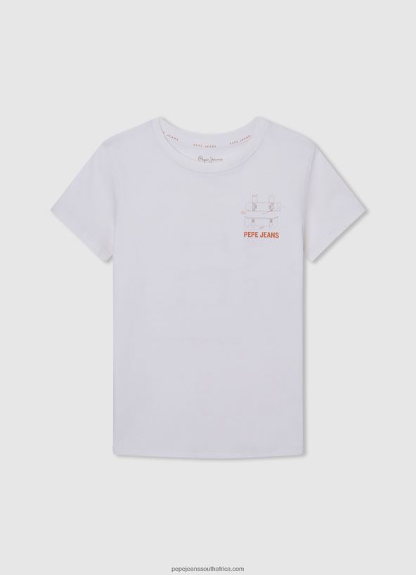 off_white_logo_print_t_shirt_pepe_jeans_l20f2f1620_boy.jpg Off White Logo Print T-Shirt Pepe Jeans L20F2F1620 Boy - Image 1