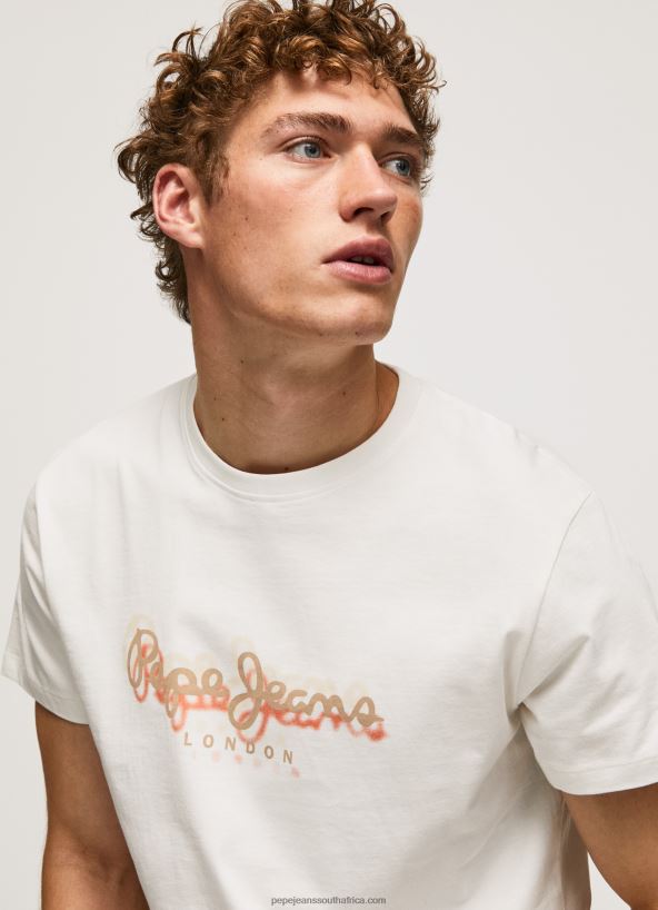 off_white_logo_print_t_shirt_pepe_jeans_l20f2f992_men.jpg Off White Logo Print T-Shirt Pepe Jeans L20F2F992 Men - Image 1