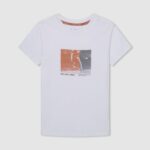 Off White Photo Print T-Shirt Pepe Jeans L20F2F1655 Boy