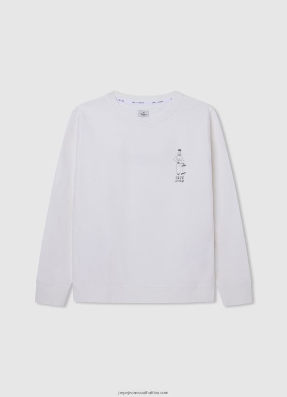 off_white_skater_cotton_jumper_pepe_jeans_l20f2f1586_boy.jpg Off White Skater Cotton Jumper Pepe Jeans L20F2F1586 Boy - Image 1