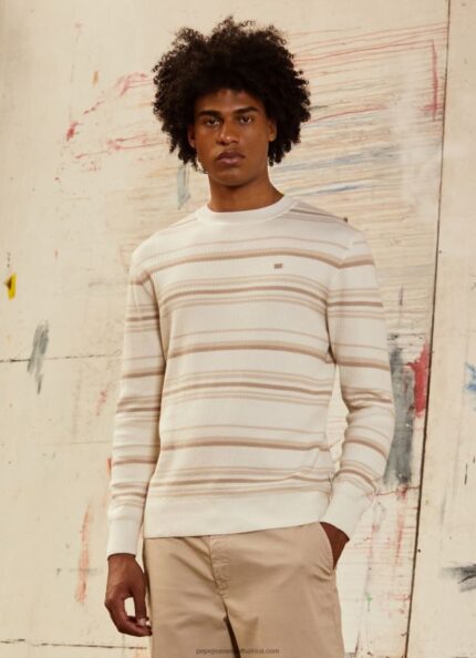 Off White Striped Print Cotton Jersey Pepe Jeans L20F2F866 Men