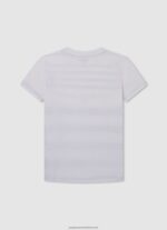 Off White Striped Print Cotton T-Shirt Pepe Jeans L20F2F1645 Boy - Image 2