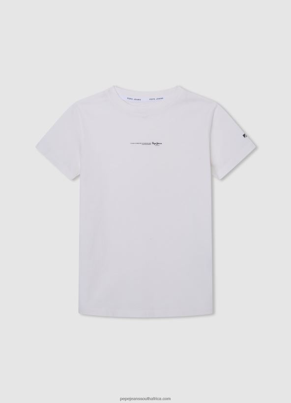 Off White Striped Print Cotton T-Shirt Pepe Jeans L20F2F1645 Boy - Image 4