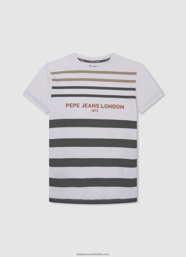 off_white_striped_print_cotton_t_shirt_pepe_jeans_l20f2f1645_boy.jpg Off White Striped Print Cotton T-Shirt Pepe Jeans L20F2F1645 Boy - Image 1