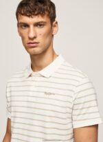Off White Striped Print Polo Shirt Pepe Jeans L20F2F1092 Men - Image 3