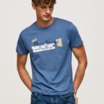 Ozzy Cotton T-Shirt With Brushes Logo Pepe Jeans L20F2F929 Men