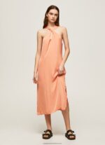 Peach Casey Plain Satin Dress Pepe Jeans L20F2F187 Women