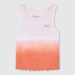 Peach Colour Block Armhole Sleeve T-Shirt Pepe Jeans L20F2F1476 Girl