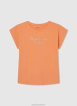 Peach Logo Print T-Shirt Pepe Jeans L20F2F1454 Girl - Image 5