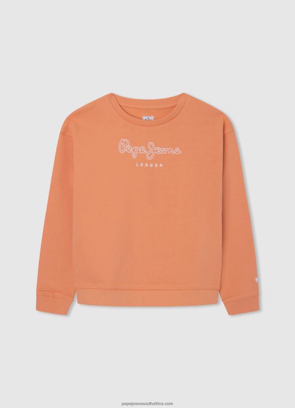 peach_logo_printed_cotton_jumper_pepe_jeans_l20f2f1405_girl.jpg Peach Logo Printed Cotton Jumper Pepe Jeans L20F2F1405 Girl - Image 1