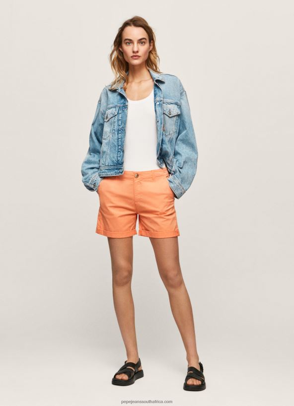 peach_regular_fit_chino_shorts_pepe_jeans_l20f2f522_women.jpg Peach Regular Fit Chino Shorts Pepe Jeans L20F2F522 Women - Image 1
