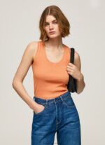 Peach Ribbed Armhole-Sleeved T-Shirt Pepe Jeans L20F2F398 Women - Image 2
