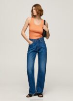 Peach Ribbed Armhole-Sleeved T-Shirt Pepe Jeans L20F2F398 Women
